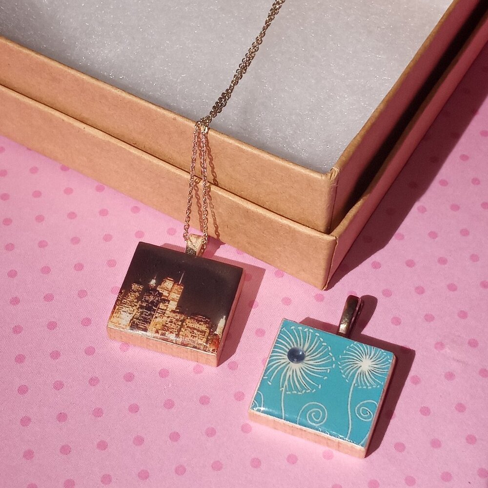 Scrabble tile necklace and extra pendant